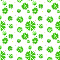 Set of lime slices green citrus seamless pattern hand-drawn digital illustration 