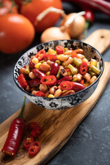 Mixed bean salad, healthy vegetarian meal