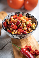 Mixed bean salad, healthy vegetarian meal