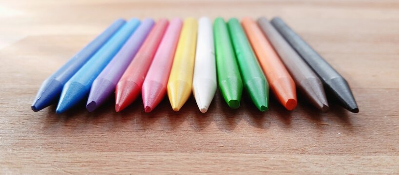 Close-Up of multi coloured crayons on a table
