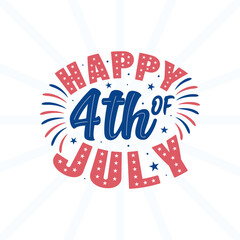 Fototapeta premium Happy 4th of July, Independence day lettering Free Vector