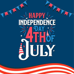 Happy Independence day 4th of July, Happy Independence day lettering Free Vector