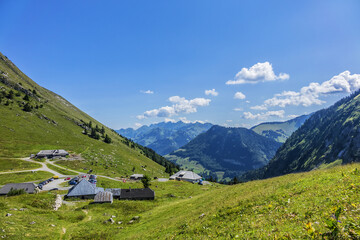 The Col de Jaman (1,512 m) is a mountain pass in the western Swiss Alps. Canton of Vaud, Switzerland. Small settlement.