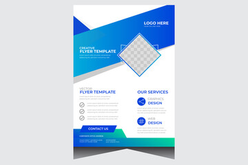 Blue promotional company business flyer design template