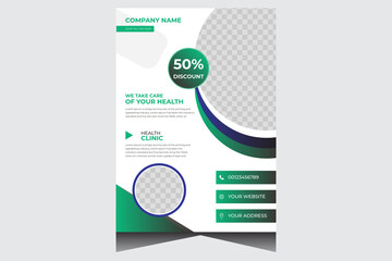 Blue and green promotional creative medical flyer design template