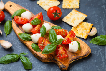 Italian caprese salad with mozzarella cheese