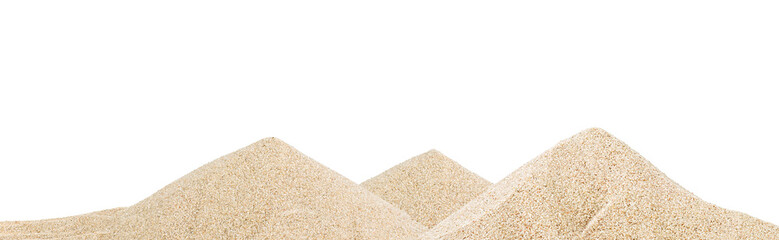 Fototapeta na wymiar Desert sand pile isolated on a white background. Sand dunes.