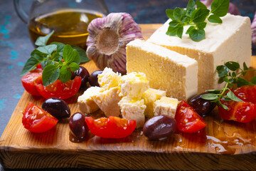 Greek feta cheese with olives