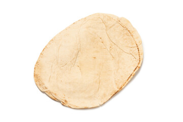Grilled pitta bread isolated on white background.