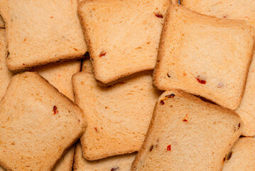 Delicious bread slices isolated on a white background.