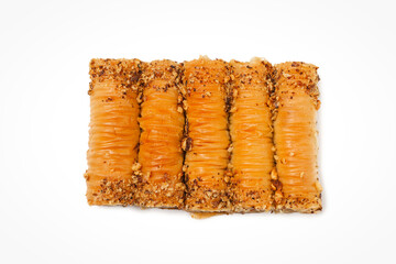 Delicious sweet baklava isolated on white background.