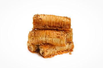Delicious sweet baklava isolated on white background.
