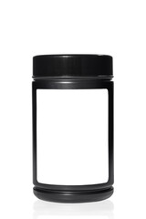 Black hygienic container on white background, ready for cosmetic product design