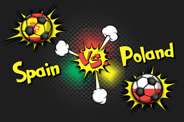 Soccer game Spain vs Poland