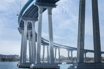 The curved Coronado bridge in San Diego, California - 438244978