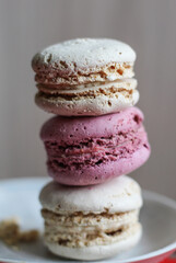 delicious sweet vanilla macaroons on table