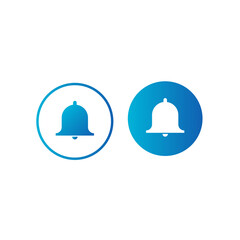 Set of vector bell icons in linear and 3d style. The isolated blue buttons are ideal for alarm and reminder applications.