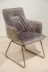 Modern velour chair on metal legs, contemporary style