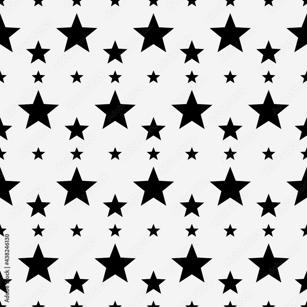 Aufkleber black stars pattern. vector seamless stars and white background. same repeated stars. small, medium 
