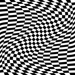 Checkered twisted flag. Vector wavy 32x16 squares.