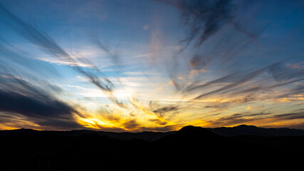Clouds over Canyon Hills, California just after sunset.
