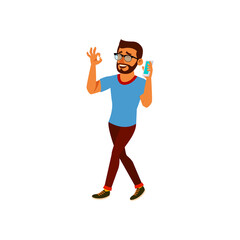 latino man planning celebration with friend and approving choice for meeting cartoon vector. latino man planning celebration with friend and approving choice for meeting character. isolated flat