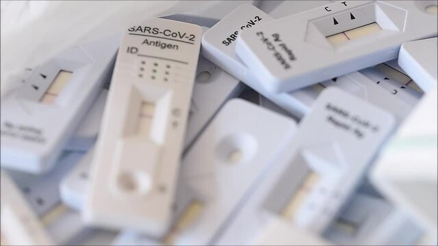 Close-up of covid-19 corona virus rapid antigen test negative outcome zoom video with blur and focus