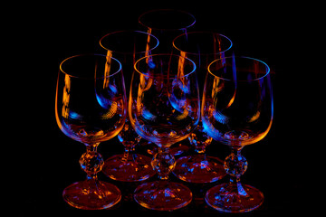 Femininedouble light glass composition low key photography