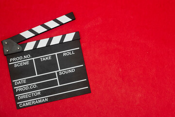 clapper board of video cinema in studio.Movie production clapper board, slate film.Action, theatre...