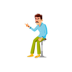 mad man screaming at tv in living room cartoon vector. mad man screaming at tv in living room character. isolated flat cartoon illustration
