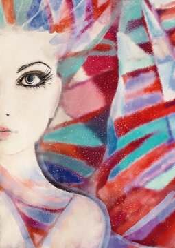 Modern fashion female background. Watercolor.