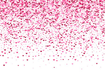 Purple Card Confetti Texture. Pink Shapes Illustration. Rose Heart Pleasure. Red Element Background. Romantic Frame.