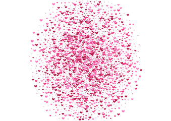 Pink Art Confetti Texture. Purple Scatter Illustration. Red Heart Honeymoon. Rose Romantic Frame. Element Background.