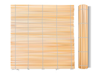 Realistic Detailed 3d Chinese or Japanese Bamboo Mat Set. Vector