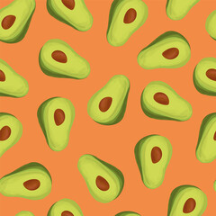 Avocado seamless pattern for print, textiles, fabric, clothing, blanket, banner, organic, vegan, raw products packaging and more. Texture for eco and healthy food