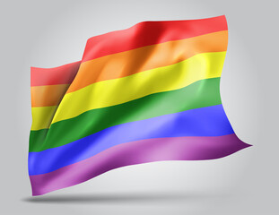 Seychelles, vector flag with waves and bends waving in the wind on a white background.