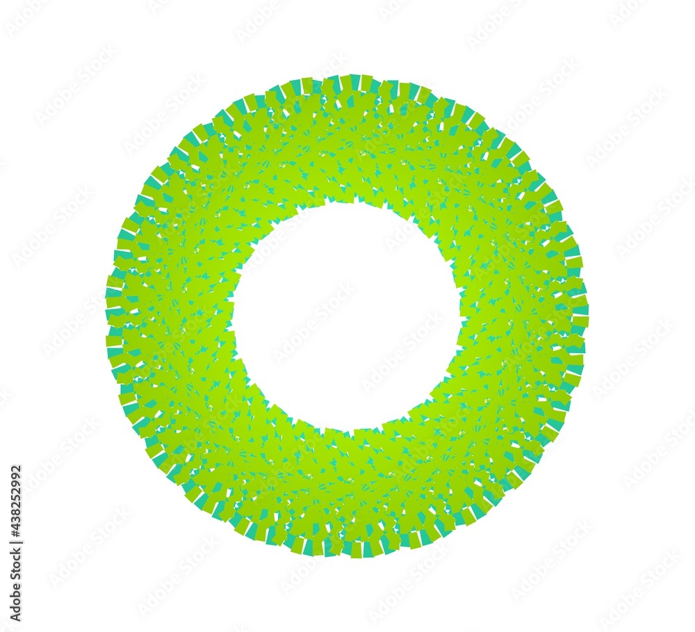 Poster abstract green circular pattern from planes. 3d rendering image.