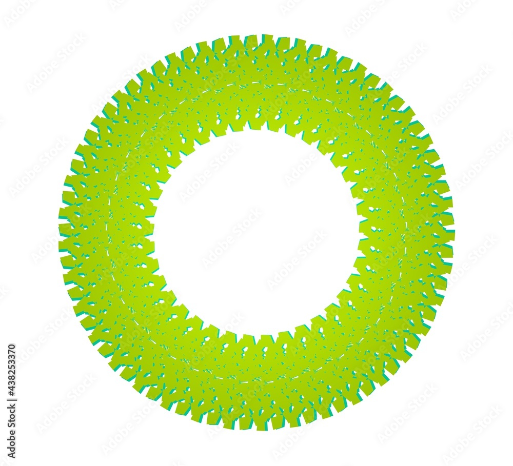 Poster abstract green circular pattern from planes. 3d rendering image.