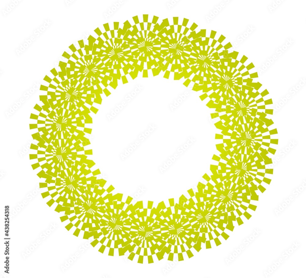 Poster abstract yellow circular pattern from planes. 3d rendering image.