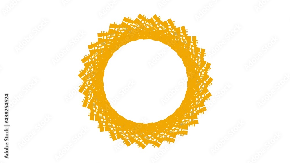 Poster abstract yellow circular pattern from planes. 3d rendering image.