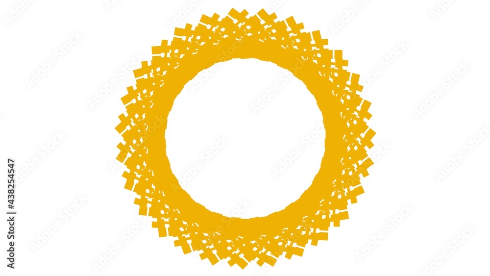 Poster abstract yellow circular pattern from planes. 3d rendering image.
