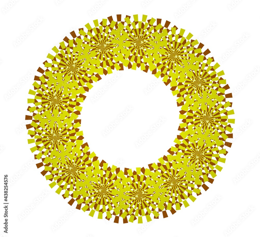 Poster abstract yellow circular pattern from planes. 3d rendering image.