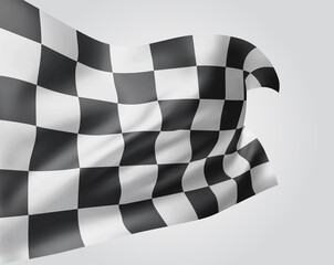 black and white checkered flag, 3d mash on a white background