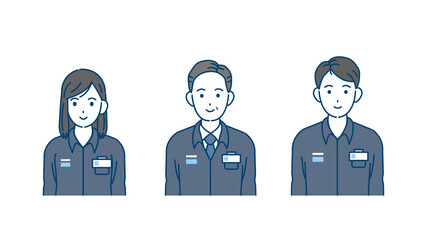 Naklejka premium コンビニの店員 店長 スタッフ アルバイト 男女 イラスト素材