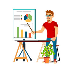 accountant man presenting annual financial report on meeting cartoon vector. accountant man presenting annual financial report on meeting character. isolated flat cartoon illustration