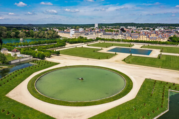 aerial view of the castle of fontainebleau