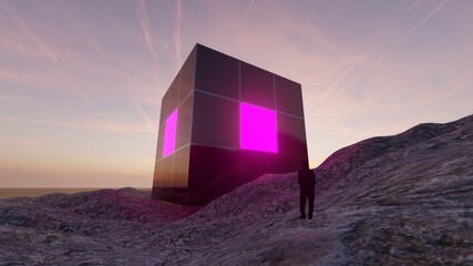 huge black cube