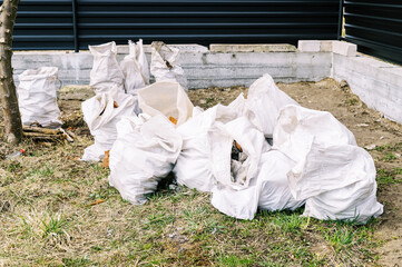Construction waste bags on the site