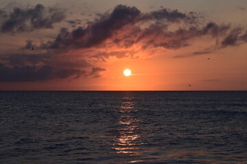 Cloudy sunrise over the ocean