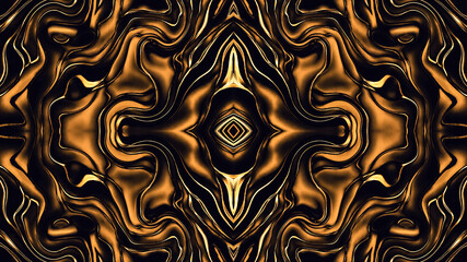 Abstract liquid gold  symmetrical background with fluid texture 